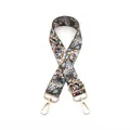 Detail view of adjustable wide bohemian bag strap with colorful abstract pattern No. 15 - Matcha Green (No.15)