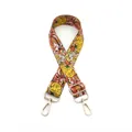 Close-up of bohemian paisley floral strap with gold metal swivel hooks and buckles - Yellow Orange (No.20)