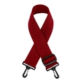 Detail of adjustable dark red canvas shoulder strap with black plastic rotating swivel hooks - Burgundy