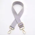 Detail of light purple woven bag strap with golden metal buckles and geometric pattern - Silver Clasp / Purple (No.1)