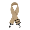 Close-up of khaki nylon shoulder strap with diagonal twill texture and black plastic hooks - Khaki