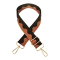 Close-up of adjustable woven canvas strap featuring a brown and black wave pattern design - Brown Coffee