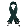 Detail of dark green adjustable canvas shoulder strap with black rotatable plastic clips - Green
