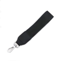 Adjustable black woven strap with a polished silver lobster clasp for mobile bags - Wristlet + Silver Hardware