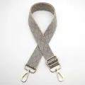Close-up of woven herringbone shoulder strap with adjustable gold metal lobster clasps - Silver Clasp / Dark Gray (No. 14)