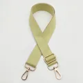 Detail of woven replacement handbag strap in yellow and grey with gold metal hooks - Silver Clasp / Fluorescent Yellow (No. 17) / [product Attributes] This Product Is A [replaceable Shoulder Strap For A Bag] Featuring A Geometric Weave In Alternating Light Yellow And Light Gray. The Strap Appears To Be Made Of [high-density Nylon Or Polyester-cotton] With A Thick Feel. It Has [gold-plated Metal Rotating Hooks] At Both Ends And An [adjustable Metal Sliding Buckle] In The Middle Accommodating Various Carrying Lengths. [visual Presentation] The Image Is Displayed Against A [plain White Background] With The Shoulder Strap Folded In A Cross-over Arrangement Centered Visually. Image Quality Is [high] With Even Lighting And Good Reflective Quality Of The Hardware. Aesthetics Are [medium] With An Overall Score Of [7.2]. While The Overall Composition Is Clear It Lacks A Specific Scene And Is Typical Of E-commerce Catalog Images. [text Content] The "to_remove" Group Includes The Chinese Characters "17号" Superimposed In The Upper Left Corner A Typical B2b Product Number Identifier. In Cross-border Retail This Is Considered Illegal And Intrusive Information And Must Be Removed. [logistics Tags] None [infringement Risk] Product Infringement: None As It Is A General-purpose Bag Accessory Design. Background Infringement: None. [product Specifications] Showcases The Details Of The Woven Texture Gold-tone Metal Fasteners And Adjustable Structure.