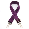 Adjustable purple nylon bag strap with gold lobster hooks and jacquard fashion lettering - Purple