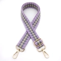 Adjustable colorful woven bag strap with geometric purple and gold rotating hooks - No.5 Purple Color Block