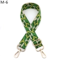 Adjustable woven shoulder strap featuring green geometric patterns and gold metal hooks - M-6 Green