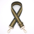 Detail of grey and yellow woven bag strap with adjustable golden metal buckles - No.7 Dark Gray