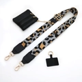 Adjustable leopard print strap with black coin pouch and phone tether patch - Gold Buckle / No.1 Grey Leopard + Black Leather