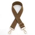 Detail of herringbone woven strap in khaki with light gold swivel metal hooks - Dark Khaki
