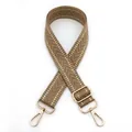 Detail of adjustable woven bag strap with khaki wave pattern and gold metal hardware - Khaki