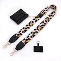 Adjustable leopard print strap with gold buckles and a small black triple-zipper wallet pouch - No.8 Pink Leopard + Black Leather