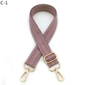 Detail view of purple and beige chevron woven strap with gold lobster clasps and buckles - Herringbone (C-1) / Silver Clasp / Purple