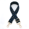 Tracolla regolabile con stampa leopardata blu navy e oro con ganci dorati - Chiusura in Argento / N. 3 Seta Dorata Leopardo Nero Blu