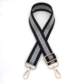 Adjustable black shoulder strap with silver metallic weaving and gold-tone lobster clasps - Black Ladder Pattern (Style 5)