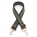 Detail view of adjustable black and gold woven strap with sturdy metal lobster clasps - Gold Chevron Pattern (Style 7)