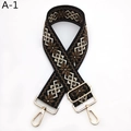 Détail de la bandoulière ethnique avec motif géométrique et boucle dorée réglable - Khaki Foncé Noir (A-1)