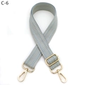 Detail of adjustable blue and beige wave pattern strap with gold metal lobster hooks - Herringbone (C-6) / Silver Clasp / Light Blue
