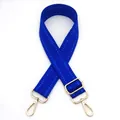 Detail view of dark blue chevron woven bag strap with golden metal swivel hooks - Sapphire Blue