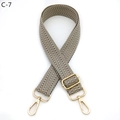 Detail of adjustable gray and beige wave pattern strap with gold metal lobster buckles - Herringbone (C-7) / Silver Clasp / Gray