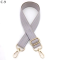 Close-up of lilac and gold chevron woven adjustable shoulder strap with metal hooks - Herringbone (C-9) / Silver Clasp / Light Purple