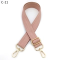 Detail of herringbone pattern bag strap with adjustable light gold lobster clasps - Herringbone (C-11) / Silver Clasp / Pink
