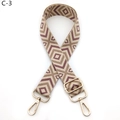 Detail of adjustable geometric diamond pattern bag strap with gold lobster clasps - Khaki Nude Pink (C-3)