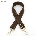 Adjustable brown herringbone woven bag strap with light gold metal swivel hooks - Chestnut