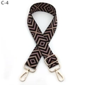 Detail of adjustable geometric woven shoulder strap with gold metal hooks and buckle - Black Nude Pink (C-4)