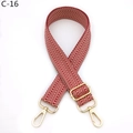 Detail of red and white chevron woven strap with adjustable gold lobster clasps - Herringbone (C-16) / Silver Clasp / Red