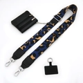 Breiter Webriemen mit Leopardenmuster, kleinem Reißverschlussbeutel und Silberschnalle - Nr. 2 Blau Leopard + Schwarzes Leder