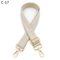 Detail of beige herringbone woven strap with shiny gold adjustable metal hooks - Herringbone (C-17) / Silver Clasp / Beige