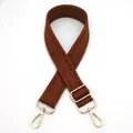 Detail of dark brown herringbone woven bag strap with golden metal lobster clasps - Dark Brown
