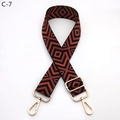 Close-up of diamond pattern woven shoulder strap with gold metal hooks and buckle - Silver Clasp / Black Red (C-7)