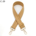 Detail view of yellow and white chevron pattern bag strap with gold metal hardware - Herringbone (C-20) / Silver Clasp / Yellow