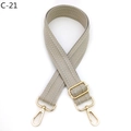 Detail of adjustable wide shoulder strap with grey chevron weave and gold metal hooks - Herringbone (C-21) / Silver Clasp / Light Gray