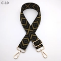 Detail of adjustable woven bag strap with olive green diamond geometric jacquard pattern - Black Army Green (C-10)