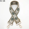 Détail d'une bandoulière jacquard réglable avec crochets métalliques dorés - Khaki Vert Paon (A-16)
