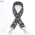 Detail of navy and gold diamond woven strap with metal lobster clasps and adjustable buckle - Black Beige Gold Rhombus (A-7)