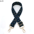 Close-up of leopard print bag strap with golden lurex thread and metal swivel hooks - Blue Gold Leopard Print (A-9)