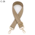 Close-up of adjustable herringbone bag strap with durable gold metal swivel hooks - Herringbone (C-26) / Silver Clasp / Light Khaki