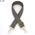 Detail of adjustable black and white chevron bag strap with gold metal lobster hooks - Herringbone (C-27) / Silver Clasp / Black