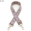 Adjustable bag strap with purple and beige diamond pattern and gold metal hardware - Khaki Purple (C-17)