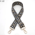 Detail of adjustable geometric diamond pattern bag strap with gold metal lobster claws - Black Khaki (C-22)