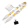 Blumiger Canvas-Gurt mit Metallclips, kleiner Münztasche und Handy-Patch-Zubehör - Nr. 20 Weiß Gelb Blume + Weißes Leder