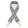 Close-up of adjustable woven shoulder strap with green diamond pattern and gold metal hardware - No.2 Army Green