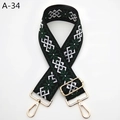 Bandoulière ethnique tissée A-34 avec motifs géométriques verts et crochets dorés - Vert Foncé Noir (A-34)