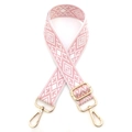 Tracolla regolabile intrecciata a rombi rosa e bianchi con ganci in metallo dorato - Chiusura in Argento / Rosa